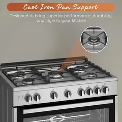 Ariston 5-Burner Freestanding Gas Cooker W/Oven, ARR9GGF22125XME (90 x 60 x 90 cm)