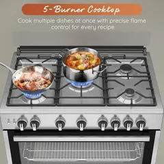 Ariston 5-Burner Freestanding Gas Cooker W/Oven, ARR9GGF22125XME (90 x 60 x 90 cm)