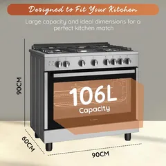 Ariston 5-Burner Freestanding Gas Cooker W/Oven, ARR9GGF22125XME (90 x 60 x 90 cm)