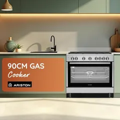 Ariston 5-Burner Freestanding Gas Cooker W/Oven, ARR9GGF22125XME (90 x 60 x 90 cm)