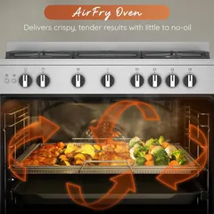 Ariston 5-Burner Freestanding Gas Cooker W/Oven, ARR9GGF23129 XME (90 x 60 x 90 cm)