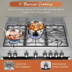 Ariston 5-Burner Freestanding Gas Cooker W/Oven, ARR9GGF23129 XME (90 x 60 x 90 cm)