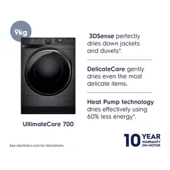 Electrolux Ultimate Care 700 Freestanding Heat Pump Tumble Dryer, EDH903R7SC (9 Kg)