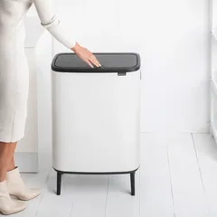 Brabantia Stainless Steel Bo Touch Bin Hi (31.2 x 54.5 x 81.5 cm, 60 L, White)
