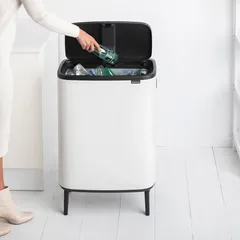 Brabantia Stainless Steel Bo Touch Bin Hi (31.2 x 54.5 x 81.5 cm, 60 L, White)