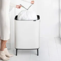 Brabantia Stainless Steel Bo Touch Bin Hi (31.2 x 54.5 x 81.5 cm, 60 L, White)