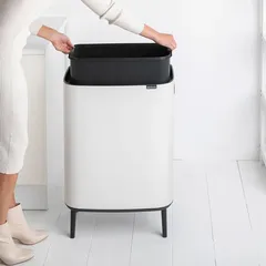 Brabantia Stainless Steel Bo Touch Bin Hi (31.2 x 54.5 x 81.5 cm, 60 L, White)