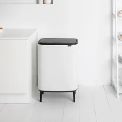 Brabantia Stainless Steel Bo Touch Bin Hi (31.2 x 54.5 x 81.5 cm, 60 L, White)