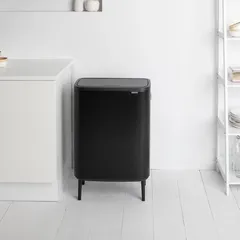 Brabantia Stainless Steel Bo Touch Bin Hi (31.2 x 54.5 x 81.5 cm, 60 L, Matt Black)