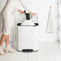 Brabantia Stainless Steel Bo Pedal Bin (36.3 x 54.1 x 65.2 cm, 60 L, White)