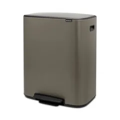 Brabantia Stainless Steel Bo Pedal Bin (36.3 x 54.1 x 65.2 cm, 60 L, Platinum)