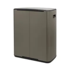 Brabantia Stainless Steel Bo Pedal Bin (36.3 x 54.1 x 65.2 cm, 60 L, Platinum)
