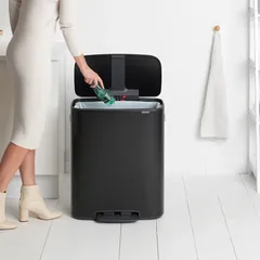 Brabantia Stainless Steel Bo Pedal Bin (36.3 x 54.1 x 65.2 cm, 60 L, Matt Black)
