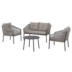 Tulum 4-Seater Steel Rope Outdoor Sofa Set W/Cushions (122 x 67 x 74 cm)