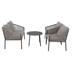 Tulum 4-Seater Steel Rope Outdoor Sofa Set W/Cushions (122 x 67 x 74 cm)