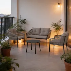 Tulum 4-Seater Steel Rope Outdoor Sofa Set W/Cushions (122 x 67 x 74 cm)