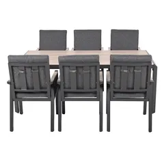 طقم سفرة خارجي ألومنيوم 6 مقاعد مع وسائد أبولو (68.5 × 65 × 91 سم)