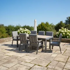 طقم سفرة خارجي ألومنيوم 6 مقاعد مع وسائد أبولو (68.5 × 65 × 91 سم)