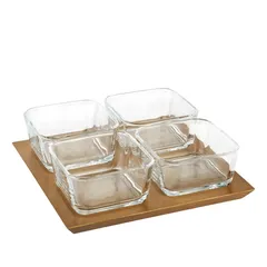 La Maison Snack Bowl W/Acacia Wood Base Set