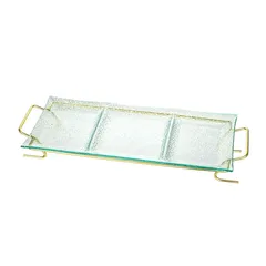 La Maison Serving Tray W/Golden Iron Stand Set