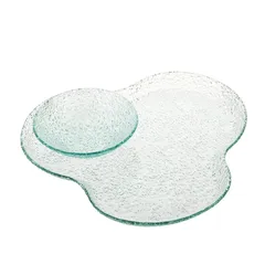 طقم صينية تقديم زجاجية مع وعاء لا ميزون