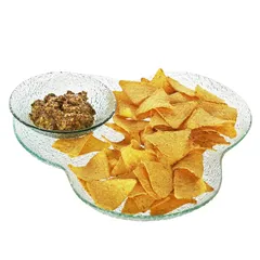 طقم صينية تقديم زجاجية مع وعاء لا ميزون