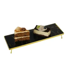 La Maison Serving Tray W/Golden Iron Stand Set, 56224