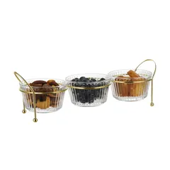 La Maison Snack Bowl Set W/Golden Iron Stand Set, 56134 (350 ml)