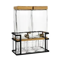 La Maison Glass Dispensr W/Black Iron Stand Set, 38110C