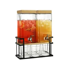 La Maison Glass Dispensr W/Black Iron Stand Set, 38110C