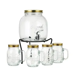 La Maison Glass Dispensr W/Black Iron Stand Set, 6422