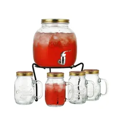 La Maison Glass Dispensr W/Black Iron Stand Set, 6422