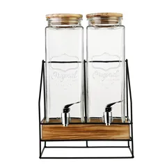 La Maison Glass Dispensr W/Black Iron Stand Set, 238118C