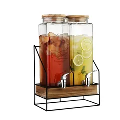 La Maison Glass Dispensr W/Black Iron Stand Set, 238118C