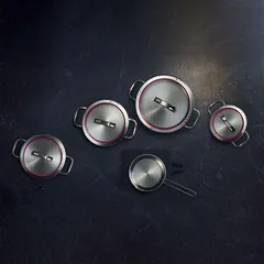 WMF Function 4 Stainless Steel Cookware W/Multifunction Glass Lid Set (24 cm, 5 Pc.)