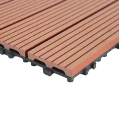 Garden Plastic Floor Decking Tiles (Brick Red, 30 x 30 x 2 cm, 11 Pc.)