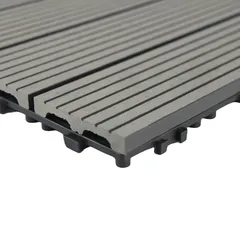 Garden Plastic Floor Decking Tiles (Grey, 30 x 30 x 2 cm, 11 Pc.)