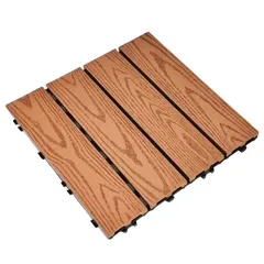 Garden Plastic Floor Decking Tiles (Redwood, 30 x 30 x 2 cm, 11 Pc.)