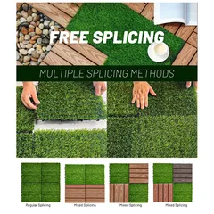 Artifical Grass Floor Decking Tiles (Green,30 x 30 x 2 cm, 11 Pc.)