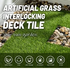 Artifical Grass Floor Decking Tiles (Green,30 x 30 x 2 cm, 11 Pc.)