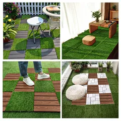 Artifical Grass Floor Decking Tiles (Green,30 x 30 x 2 cm, 11 Pc.)