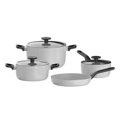Berghoff Glints Slate Non-Stick Cookware Set (24 cm, Silver, 7 Pc.)