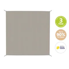 Coolaroo HDPE Ready-To-Hang Square Shade Sail (300 x 300 cm, Stone)