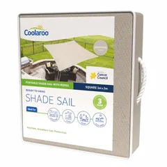 Coolaroo HDPE Ready-To-Hang Square Shade Sail (300 x 300 cm, Stone)