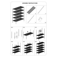 Ace 5-Tier Metal Shelf (Chrome, 150 x 60 x 180 cm)