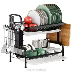 Living Accents 2-Tier Dish Rack W/Cutting Board Holder