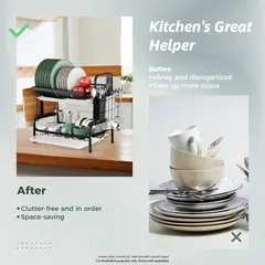 Living Accents 2-Tier Dish Rack W/Cutting Board Holder