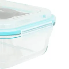5Five Clipeat Glass Lunch Box with Cutlery (1 L, 20 x 16 x 7.5 cm)