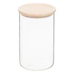 5Five Airtight Glass Jar with Wooden Lid Set (3 Pcs, 1 L, 10 x 17.3 cm)