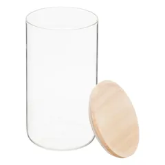 5Five Airtight Glass Jar with Wooden Lid Set (3 Pcs, 1 L, 10 x 17.3 cm)
